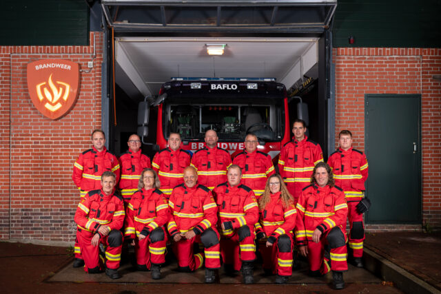 Een groepsfoto van de ploegleden van Brandweer Baflo